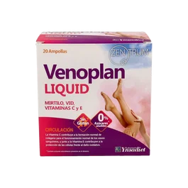 Zentrum Venoplan Liquid 20 Ampollas - Complemento con Vitamina C, Vitamina E, Proantocianidinas de Uva - Apoyo Vascular y Antioxidante
