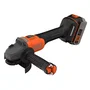 Black+Decker Amoladora Angular Inalámbrica BCG6L8F1S-QW 18V 115mm Sin Escobillas con Batería 4Ah, Cargador, 3 Discos y Bolsa
