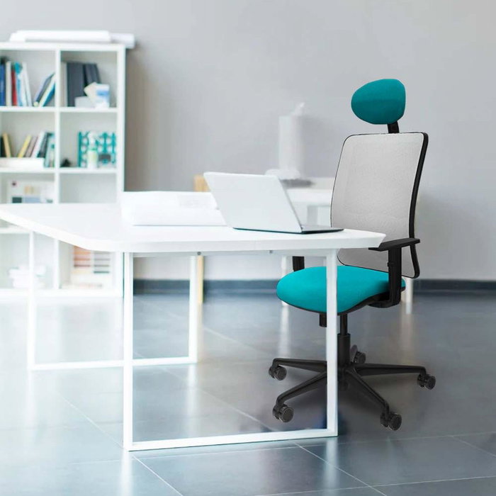 PIQUERAS Y CRESPO Silla de oficina Zulema con mecanismo Sincro, Turquesa y Blanco PIQUERAS Y CRESPO Silla de oficina Zulema con mecanismo Sincro, Turquesa y Blanco