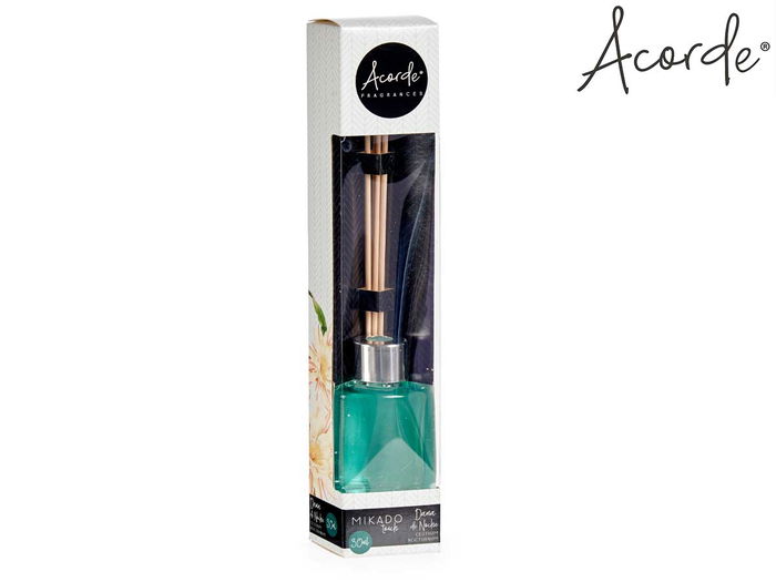 Acorde Mikado Dama De Noche Fragancia Ambientador, 30 ml, Varilla 17 cm, Botella 4.5 x 2.8 x 7.5 cm (Set de 24)
