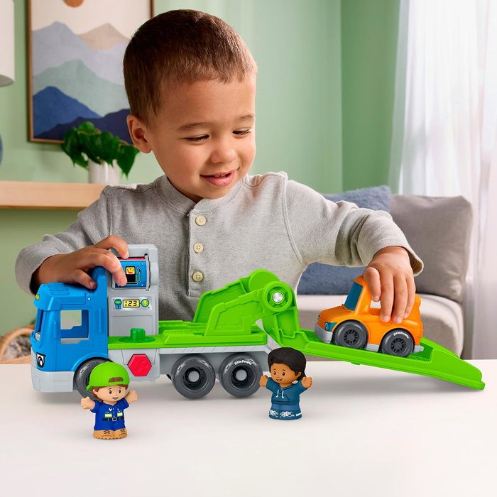 Little People Camión de Carga con Taller Mecánico y Transportador