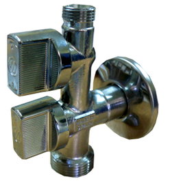 Llave de escuadra combinada 1/2 x 3/4 x 3/8 para lavadora y lavavajillas