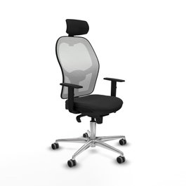 PIQUERAS Y CRESPO Silla de oficina Jorquera con mecanismo Sincro, Similpiel Negro y Malla Blanco