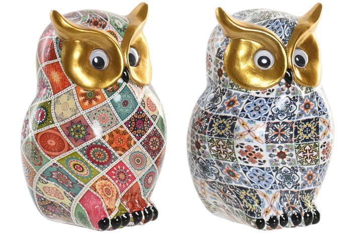 DKD Home Decor Figura de Búho en Resina con Acabado Dorado (Surtido de 2 unidades) DKD Home Decor Figura de Búho en Resina con Acabado Dorado (Surtido de 2 unidades)