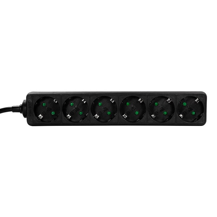 LogiLink LPS238B Regleta de alimentación de 6 salidas, Negro