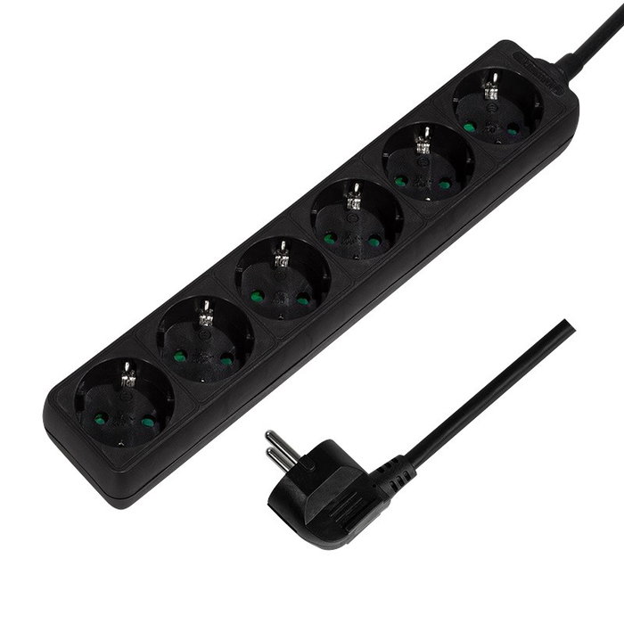 LogiLink LPS238B Regleta de alimentación de 6 salidas, Negro