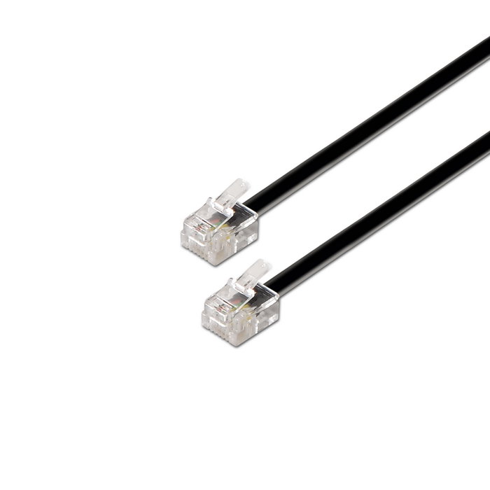 AISENS - CABLE DE TELÉFONO 6P4C, M-M, NEGRO, 2.0M AISENS - CABLE DE TELÉFONO 6P4C, M-M, NEGRO, 2.0M