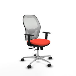PIQUERAS Y CRESPO Silla de oficina Jorquera con mecanismo Sincro/Traslack, Tela Naranja oscuro y Malla Blanco