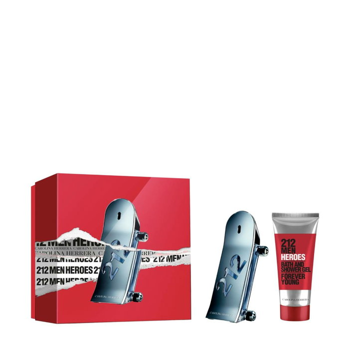 Set Carolina Herrera: 212 Heroes, Eau De Toilette, For Men, 90 ml + 212 Heroes, Shower Gel, For All Skin Types, 100 ml