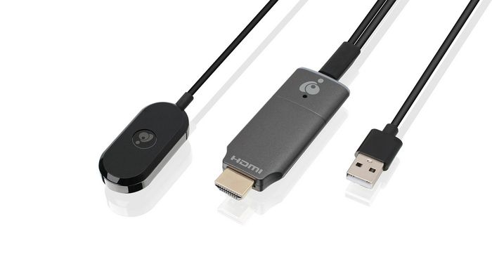 IOGEAR Adaptador Inalámbrico 4K HDMI para Compartir Pantalla, 2.4/5 GHz, Transmisión de Video y Audio 4K UHD desde Windows, macOS, iOS y Android a HDTV, Proyector o Monitor