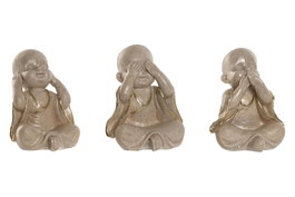 DKD Home Decor Figuras de Resina Monje Mate Surtido de 3