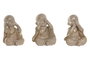 DKD Home Decor Figuras de Resina Monje Mate Surtido de 3