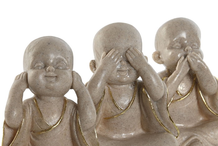 DKD Home Decor Figuras de Resina Monje Mate Surtido de 3