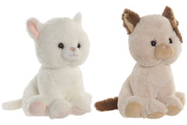 DKD Home Decor Peluche de Gato Surtido Beige y Blanco