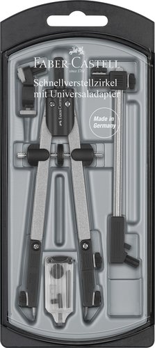 Faber Castell Compás de Ajuste Rápido con Adaptador Universal y Alargadera