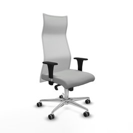 PIQUERAS Y CRESPO Sillón Albacete con Mecanismo Sincro, Similpiel Gris Claro y Malla Blanco