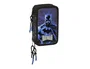 Safta Plumier Escolar Batman, 37 Piezas, Triple Cremallera, Dimensiones 195x125x55 mm