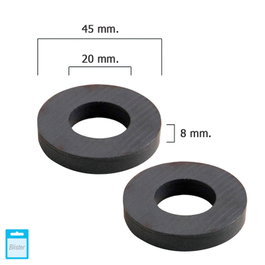 Wolfpack Imanes de Ferrita Aro Ø 45x20x8 mm (Blister de 2 Piezas) moving