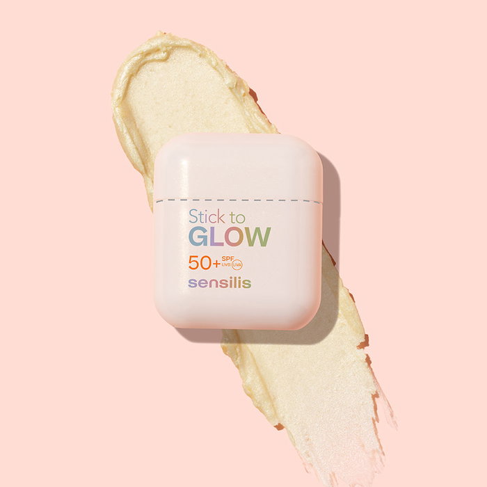 Sensilis Stick To Glow SPF50+ - Barra Protectora Facial con Efecto Radiante, 8.5 g - Con Vitamina E y Propiedades Antioxidantes