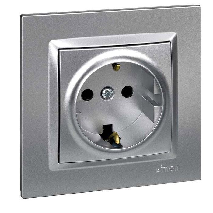 SIMON Enchufe Schuko Serie 10 Aluminio F1090443026 SIMON Enchufe Schuko Serie 10 Aluminio F1090443026
