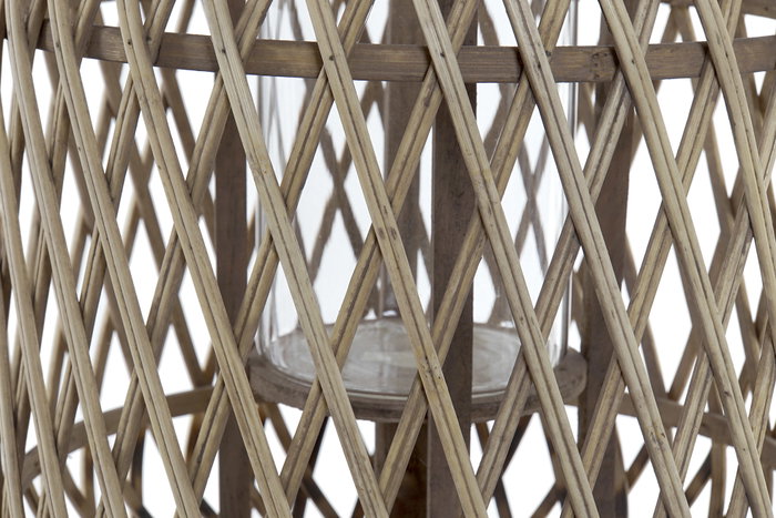 DKD Home Decor Portavelas Bambú y Cristal Natural
