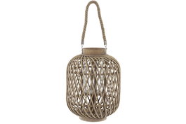 DKD Home Decor Portavelas Bambú y Cristal Natural