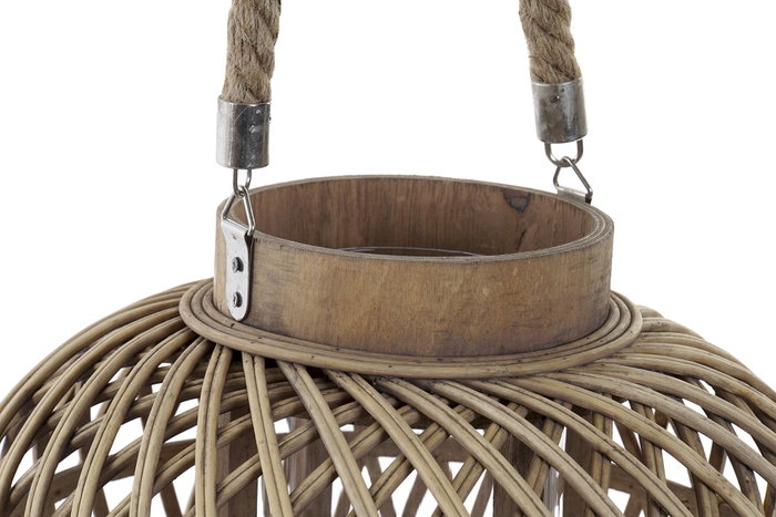 DKD Home Decor Portavelas Bambú y Cristal Natural