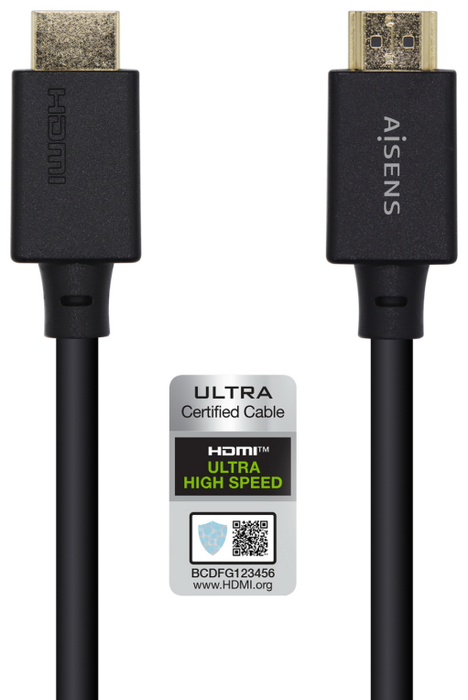 Aisens Cable HDMI V2.1 Ultra Alta Velocidad 8K@60Hz 48Gbps 0.5m Negro