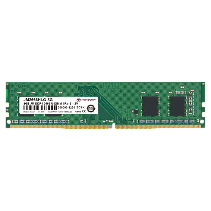 Transcend JM2666HLG-8G Memoria RAM DDR4 de 8GB a 2666MHz CL19 para PC/Servidor