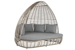DKD Home Decor Cama Chill Out Terraza Y Jardin Ratán Sintético Aluminio 198 x 168 x 168 cm