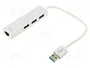 Digitus Adaptador LAN Gigabit y Concentrador USB 3.0, 3 Puertos A, 1 Puerto RJ45, Plata/Blanco