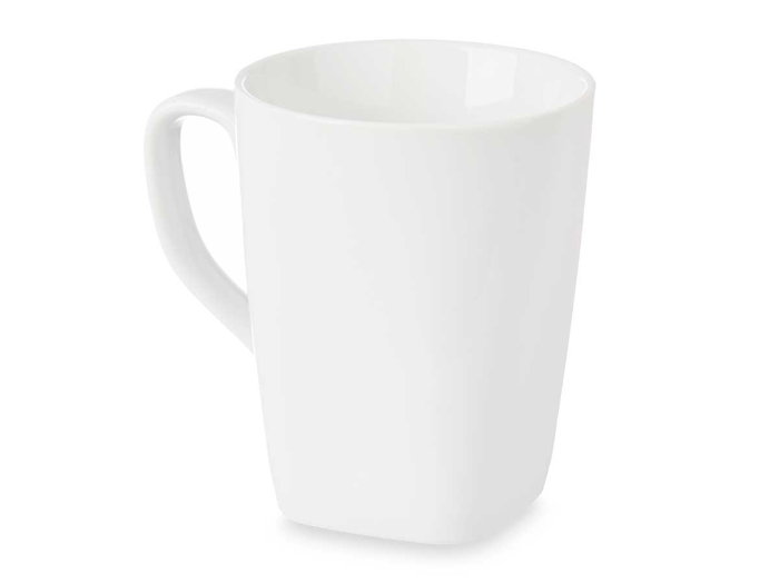 Vessia Taza de Desayuno de Porcelana Cuadrada Blanca 450 ml para Microondas y Lavavajillas - 12.5x11.4x9.2 cm (Set de 24)