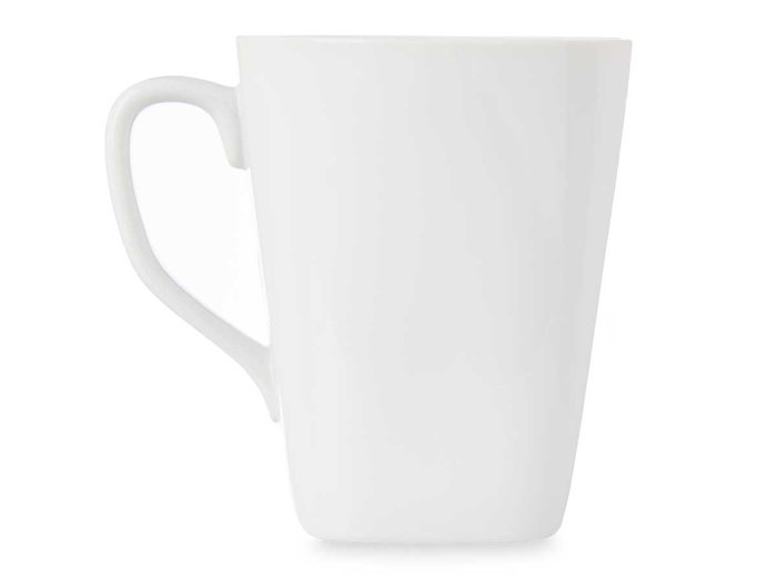 Vessia Taza de Desayuno de Porcelana Cuadrada Blanca 450 ml para Microondas y Lavavajillas - 12.5x11.4x9.2 cm (Set de 24)