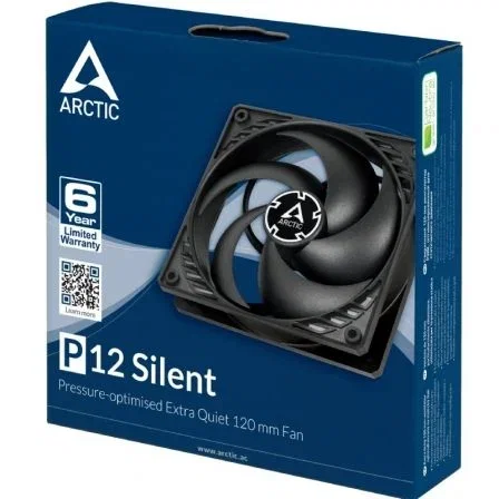 Arctic ACFAN00130A Ventilador P12 Silent 12cm Negro Optimizado para Presión Estática