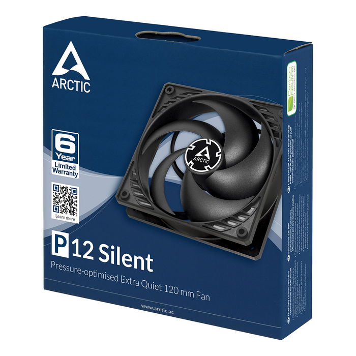 Arctic ACFAN00130A Ventilador P12 Silent 12cm Negro Optimizado para Presión Estática