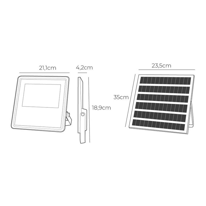 EDM Foco Proyector LED Solar Slim 100W, 1200 Lm, Luz Fría 6500K, IP65, Batería 10.000 mAh, con Mando a Distancia