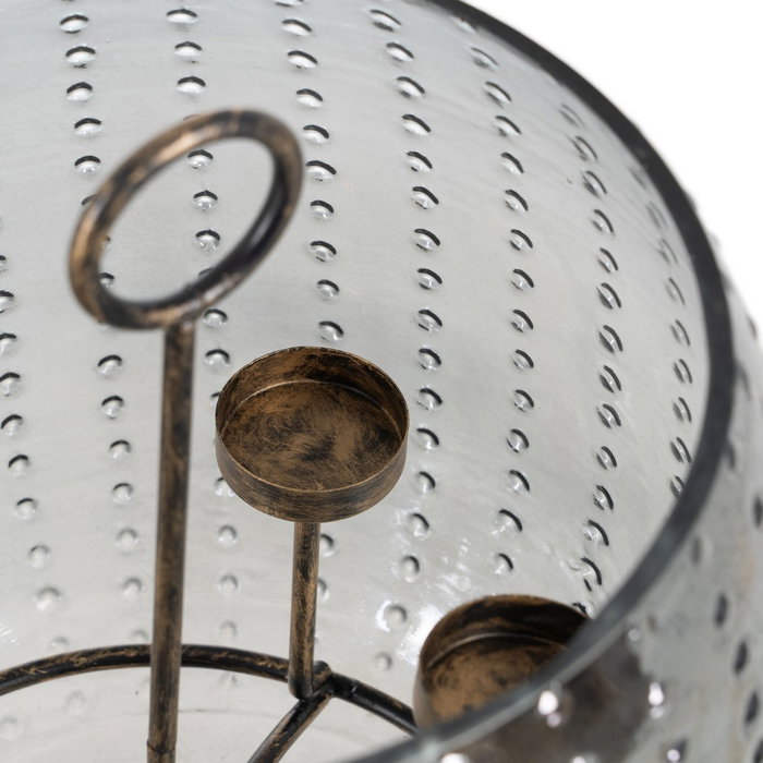 Portavelas Gris Cristal Decoración 28 X 28 X 25 cm