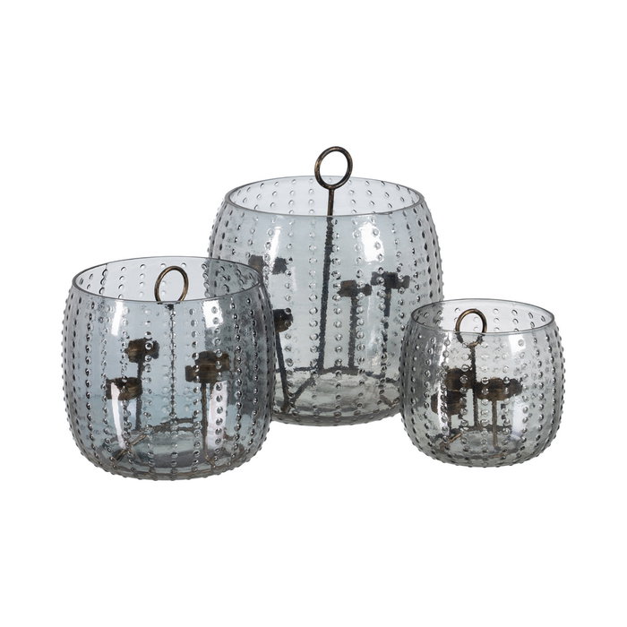 Portavelas Gris Cristal Decoración 28 X 28 X 25 cm