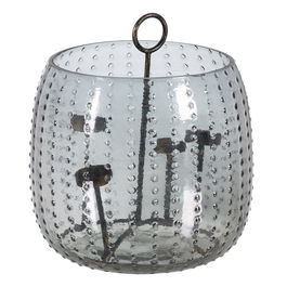 Portavelas Gris Metal Cristal 28 x 28 x 25 cm