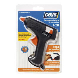 Ceys Pistola Termofusible Mini T-20 para Barras de Ø8 mm con Boquilla Anti-goteo