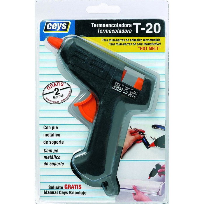 Ceys Pistola termofusible mini T-20 para barras de ø8 mm