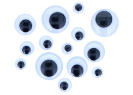 Innspiro Ojos móviles negros autoadhesivos redondos surtidos 75u.