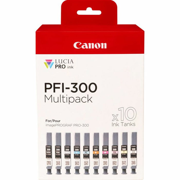 Canon PFI-300 Multipack de 10 Cartuchos de Tinta Original