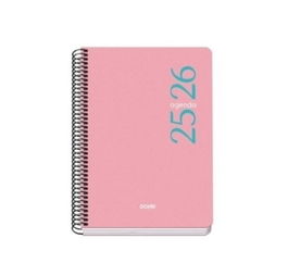 Dohe 52073 Agenda Escolar 2025-2026 Tamaño A5 Tapa Polipropileno Día Página Modelo Esencial Basic Rosa Chicle