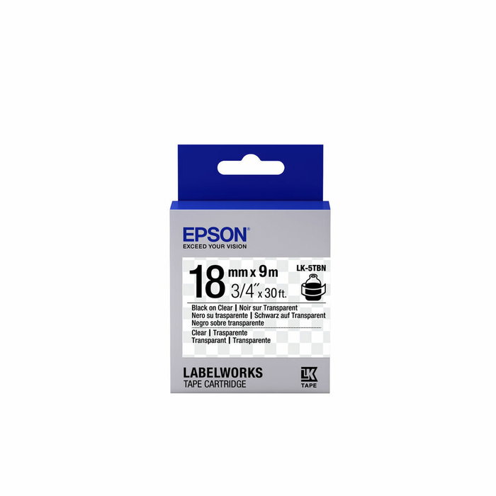 Epson LK-5TBN Cinta de etiquetado negro sobre transparente 1,8 cm x 9 m Epson LK-5TBN Cinta de etiquetado negro sobre transparente 1,8 cm x 9 m