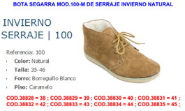 Segarra Bota Finstock Mod.100 Serraje Invierno Natural Talla 42