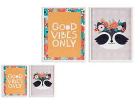 Giftdecor Cuadro Infantil Good Vibes 40x50 cm DM Gris Naranja Surtido (Set de 2)