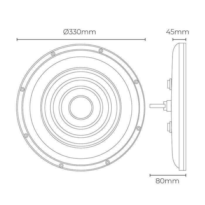 Edm Campana LED 200 W 20.000 lm 6400 K ø33 x 4,5 cm