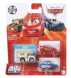 Mattel Coche Cars Mini Set 3 Unidades Carrocería Metálica Ruedas Giratorias Modelos Surtidos