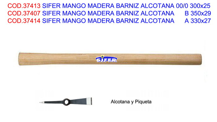 Alcotana Mango de Madera Barnizada 350x29 mm
